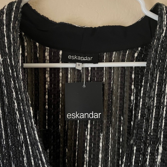 Eskandar Sloped Shoulder Deep V Neck Jacket 3/4 Sleeve Size 0 - Picture 3 of 11